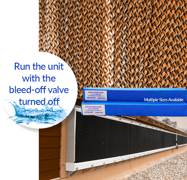 Cooler Guard Product in front of an Evaporative Cooler Pad.